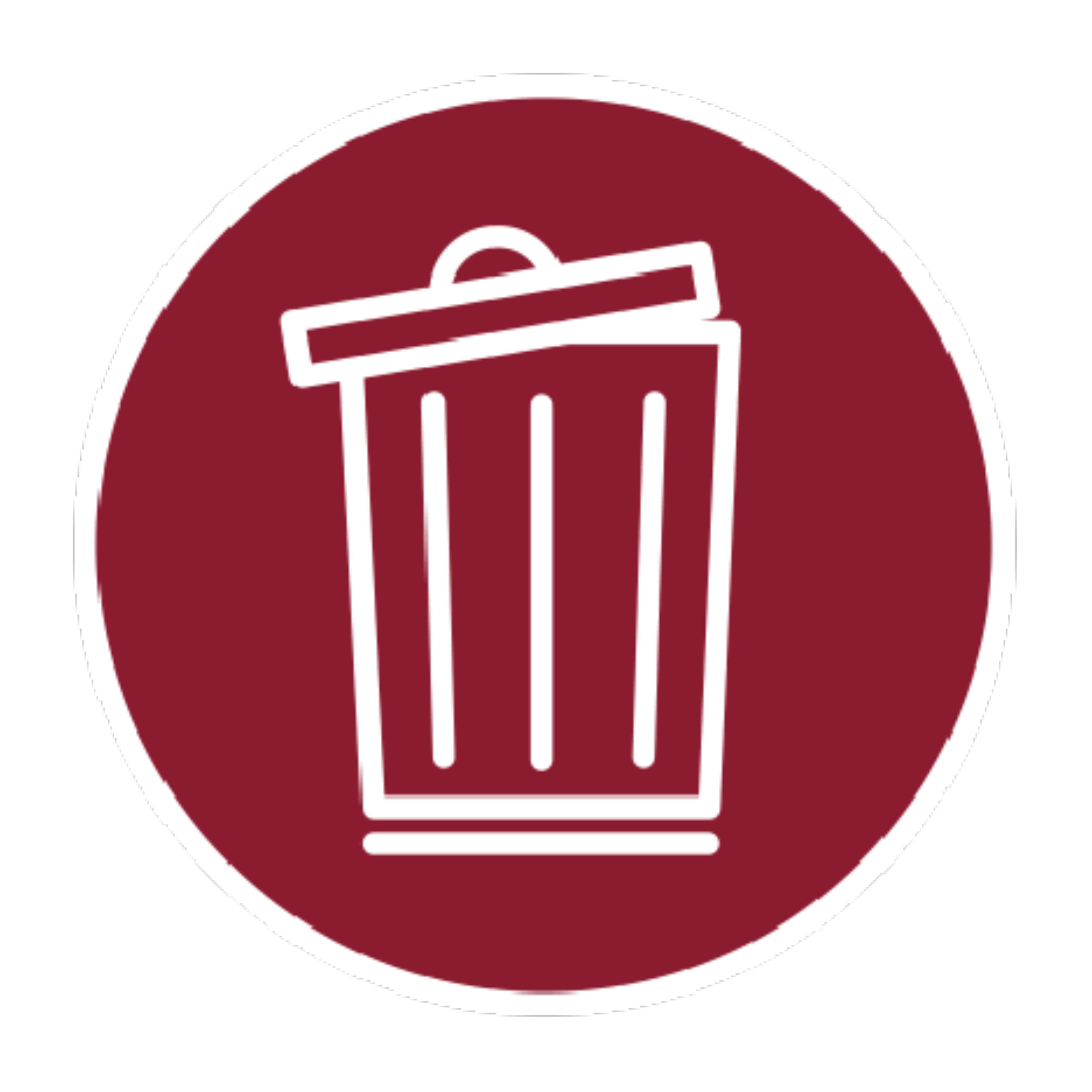 Disegno di un contenitore dei rifiuti con il coperchio leggermente spostato 