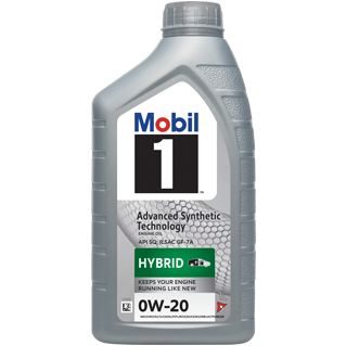 Bottiglia grigia da 1 litro di olio motore Mobil 1 Advanced Synthetic 0W-20 per ibrido